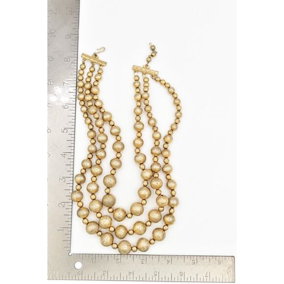 Coro Multi-Layered Beaded Collar Necklace Gold Tone Chunky Signed 1950s BinBM - Picture 16 of 16